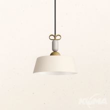 Bon_tona lampa wisząca 1x15W led E27 mosiądz naturalny - matowa biel